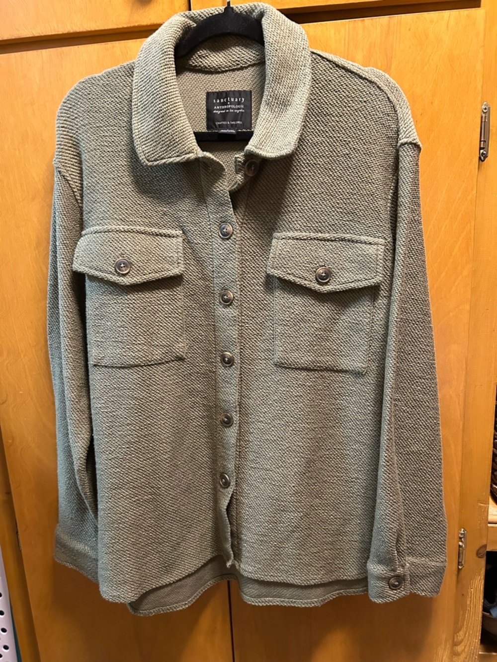 Anthropologie Sanctuary Textured Button-Up Jacket in Olive